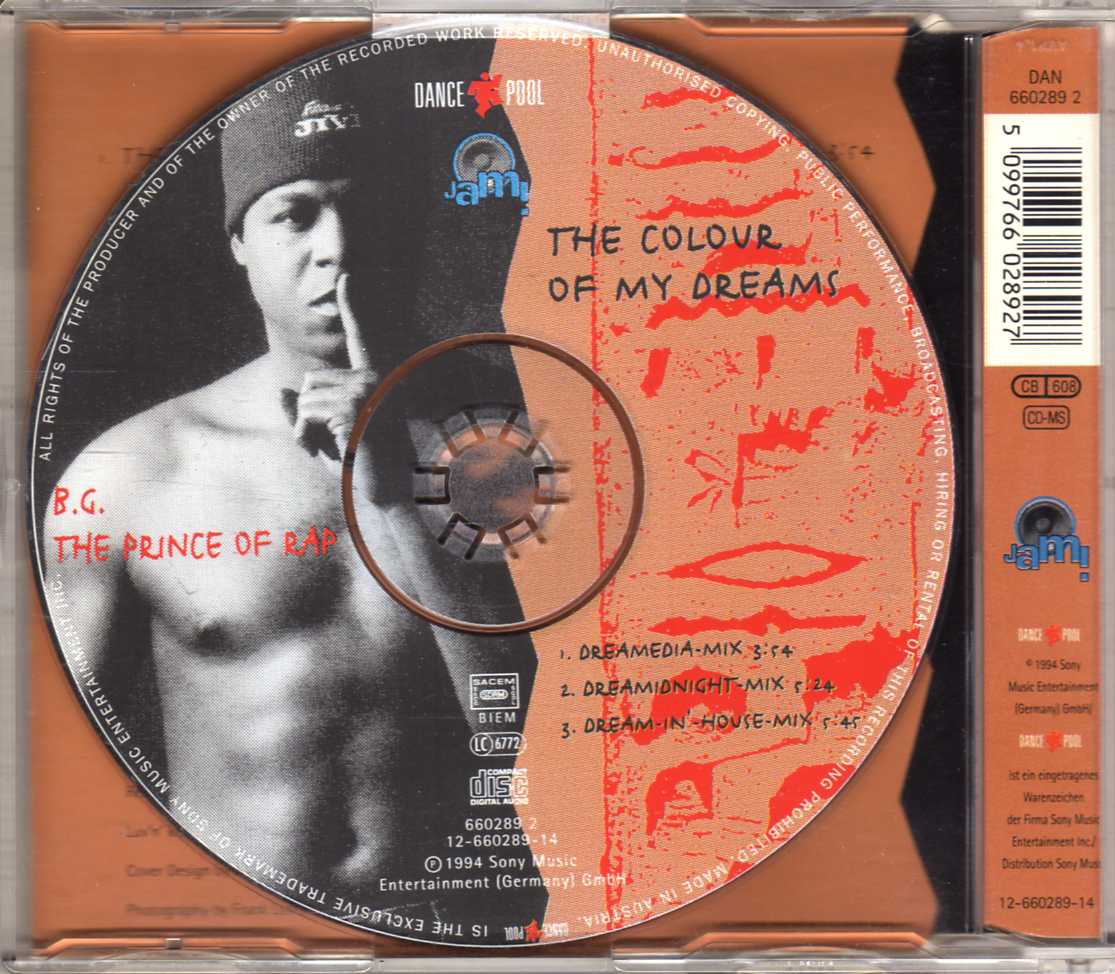B G The Prince Of Rap The Colour Of My Dreams CDM Eurodance 90 B G The Prince Of Rap The Colour Of My Dreams CDM Eurodance 90